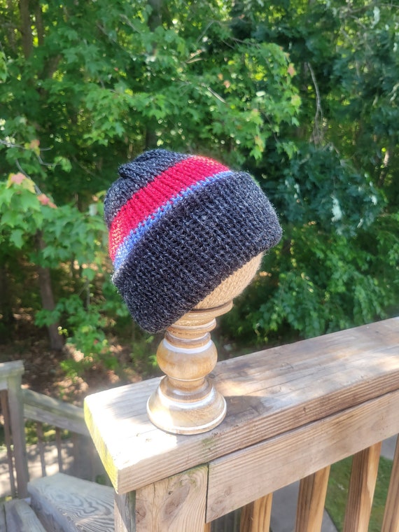 Handmade Knit Black With Deep Red, Blue, Purple, Green  display picture 3
