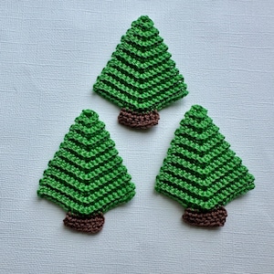 Set of 3 crochet Christmas tree applique, Christmas tree, 3 inches