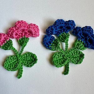 crochet applique flowers set of 2, applique flowers, small flowers