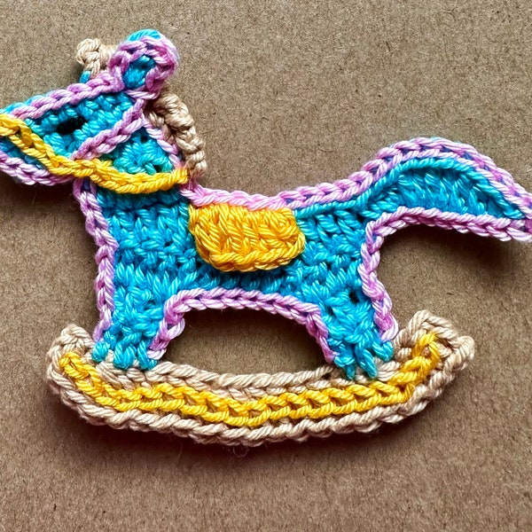 Crochet Rocking Horse Appliqué, Appliqué, Crochet Appliqué