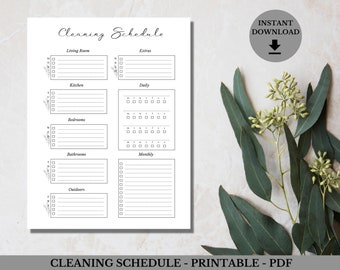 Printable Weekly Cleaning Schedule, Weekly Cleaning Checklist, Cleaning Planner, Printable Planner, Minimalist Cleaning Schedule, PDF