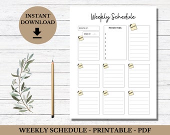 Weekly Schedule Printable, Weekly Planner Printable, Desk Weekly Planner, Weekly Agenda, Weekly Schedule, Digital Download, PDF/US Letter/A5