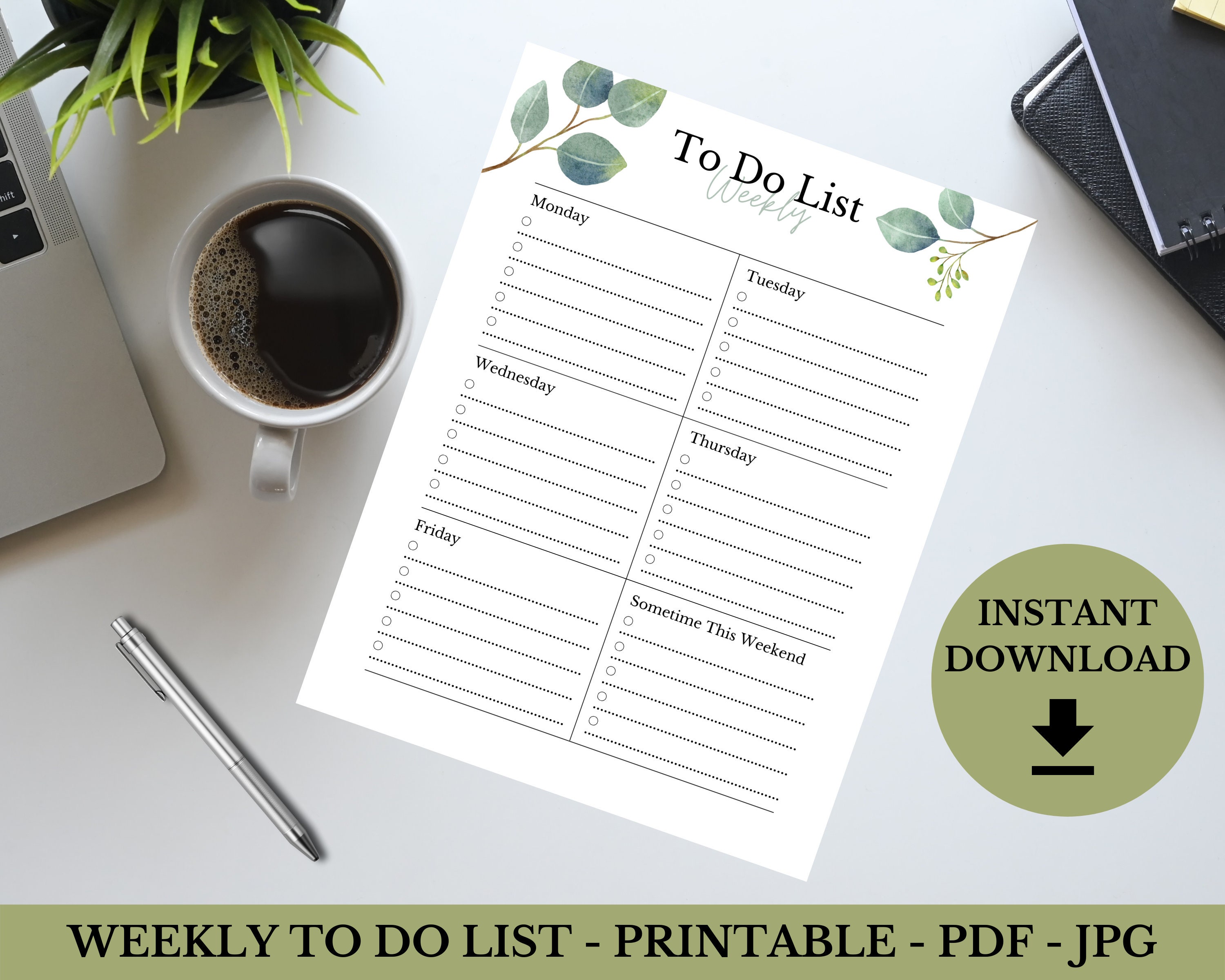 Weekly to Do List Printable Weekly Schedule Weekly Planner | Etsy