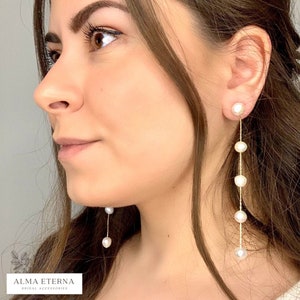 Serena | Natural Freshwater Pearl Drop Earrings, Pearl drop earrings, Modern Special Occasion Jewelry, Simple Pearl Earrings