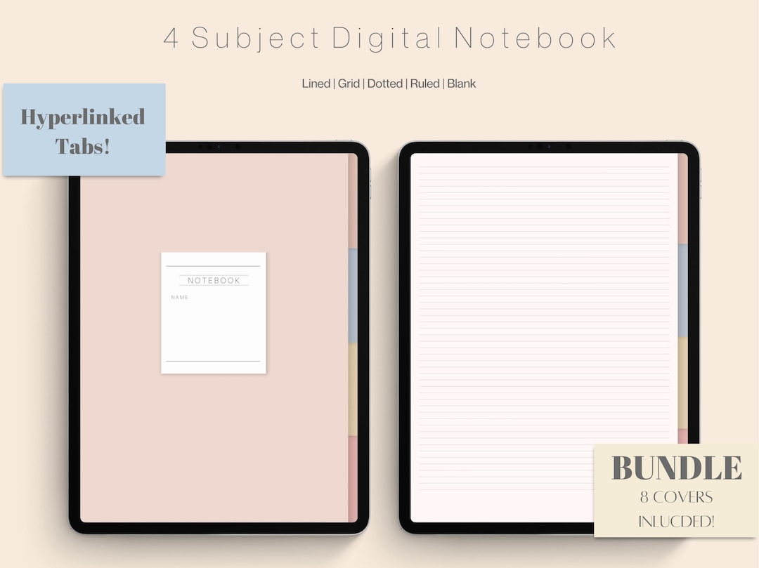 Hyperlinked 4 Tab Digital Notebook,goodnotes, Portrait Mode,ipad ...