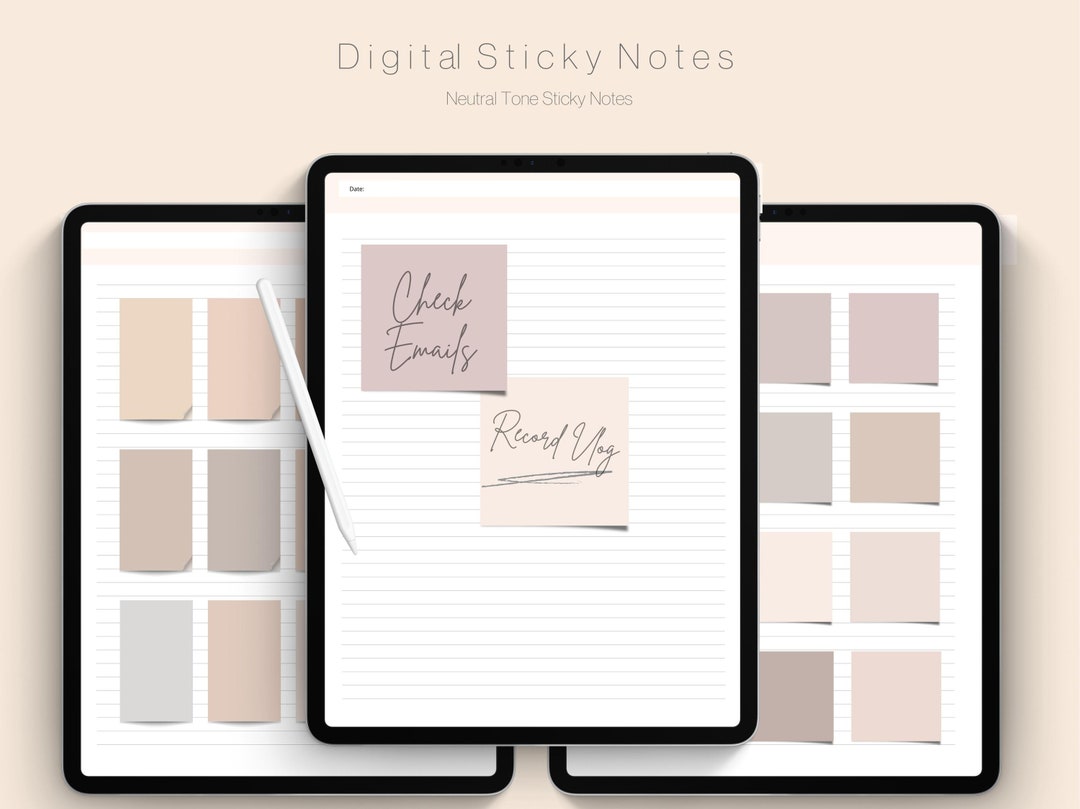 Digital Sticky Notes, Neutral Tones, Instant Digital Download ...
