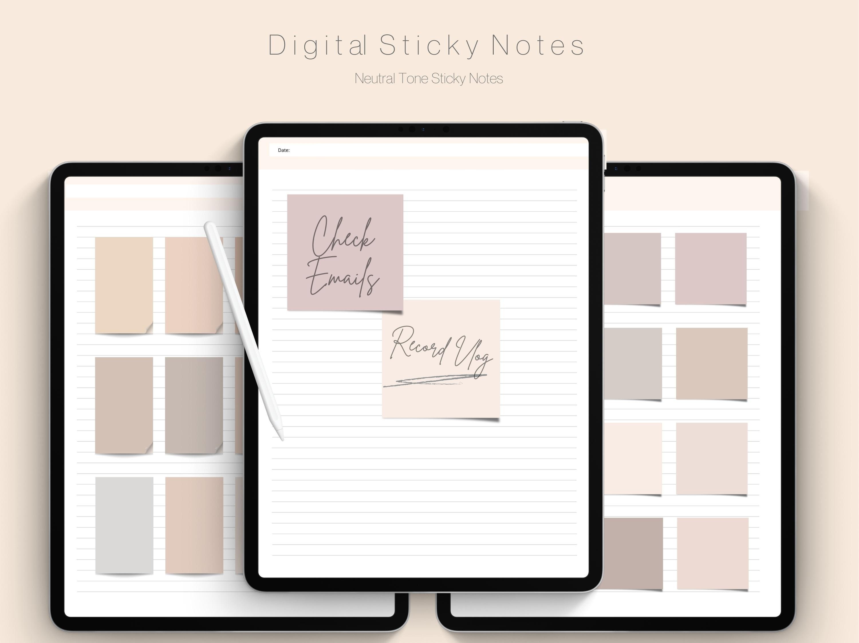Digital Sticky Notes, Neutral Tones, Instant Digital Download, Notability, GoodNotes, Xodo, iPad, Tablet