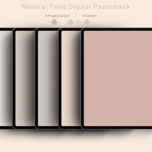 May include: Five digital paperbacks with a neutral color palette. The paperbacks are displayed in a row, each with a different color background. The colors are white, light gray, gray, beige, and light pink.