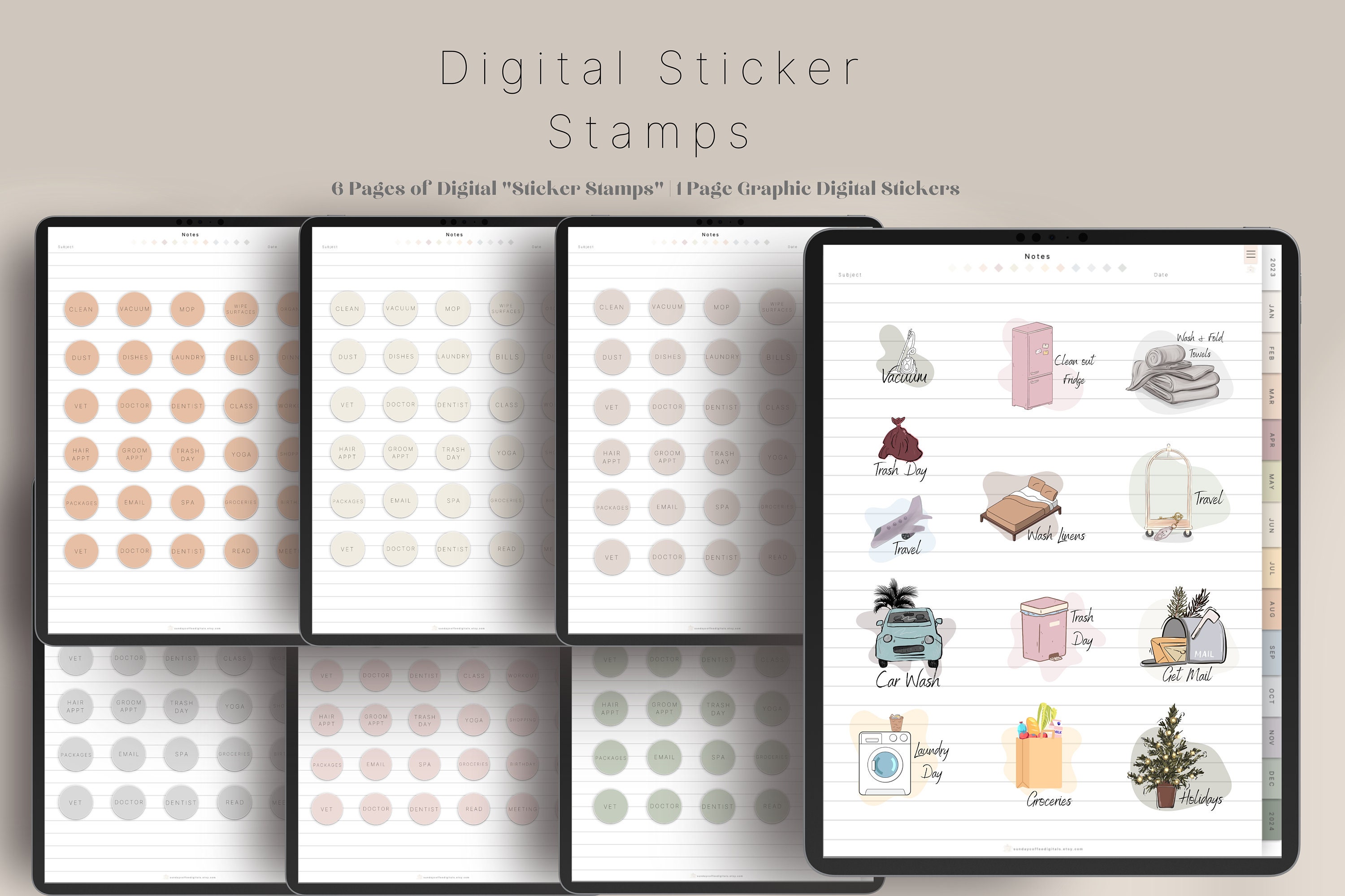 Simple Setting Stickers Minimal Simple Digital Sticker Stamps | Digital Stickers | Digital ...