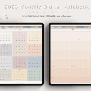 2023 Sunday and Monday Start Monthly Calendar iPad Download | Neutral Tone | Notability GoodNotes | Aesthetic | Minimal Digital Notebook