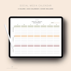 Minimal Social Media Content Calendar | Content Planner Template | Weekly | Social Media Marketing Planner| Digital Planner 2023