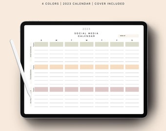 Minimal Social Media Content Calendar | Content Planner Template | Weekly | Social Media Marketing Planner| Digital Planner 2023