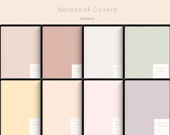 Pastel Digital Notebook Covers, Goodnotes, Notability, Notes Covers Templates, 8 Colors, Instant Download, Digital Planner Cover, Aesthetic