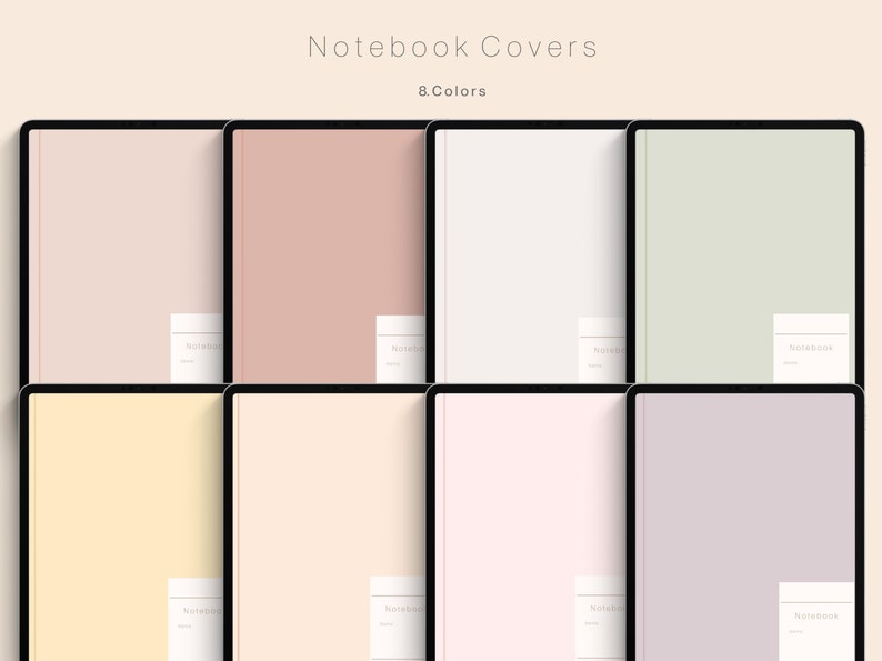 Pastel Digital Notebook Covers, Goodnotes, Notability, Notes Covers