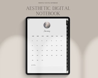 Simple Minimalist Digital Notebook | Goodnotes | Aesthetic | 2023 | Daily | Weekly | Xodo | Notability | Digital Paperback | Minimal Planner
