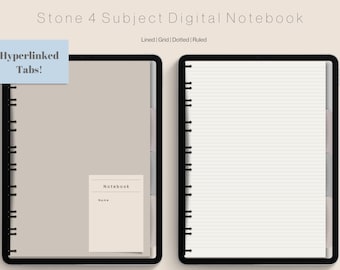 Hyperlinked 4 Subject Digital Notebook,Goodnotes, Portrait Mode,iPad,Notability,Xodo,Beautiful Aesthetic Digital Planner, Paperback