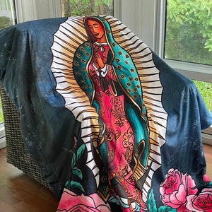 Our Lady of Guadalupe Blanket, La Virgen de Guadalupe, Marian Apparition Blanket, Catholic Woman Gift