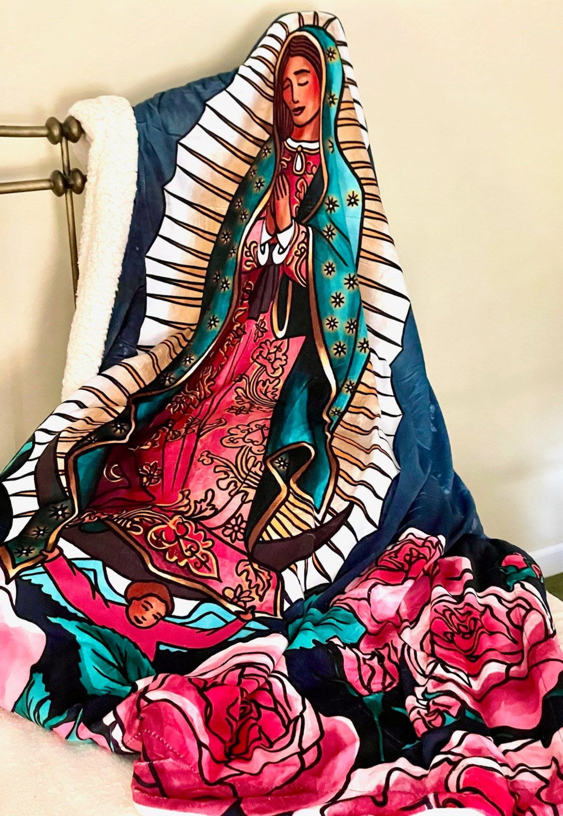 Our Lady of Guadalupe Blanket La Virgen De Guadalupe Marian Etsy