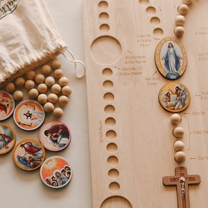 The Original Wooden Rosary Board™ | Children's Rosary | Interactive Rosary | Montessori Rosary | Gift for Catholic Kids | Catholic Gift