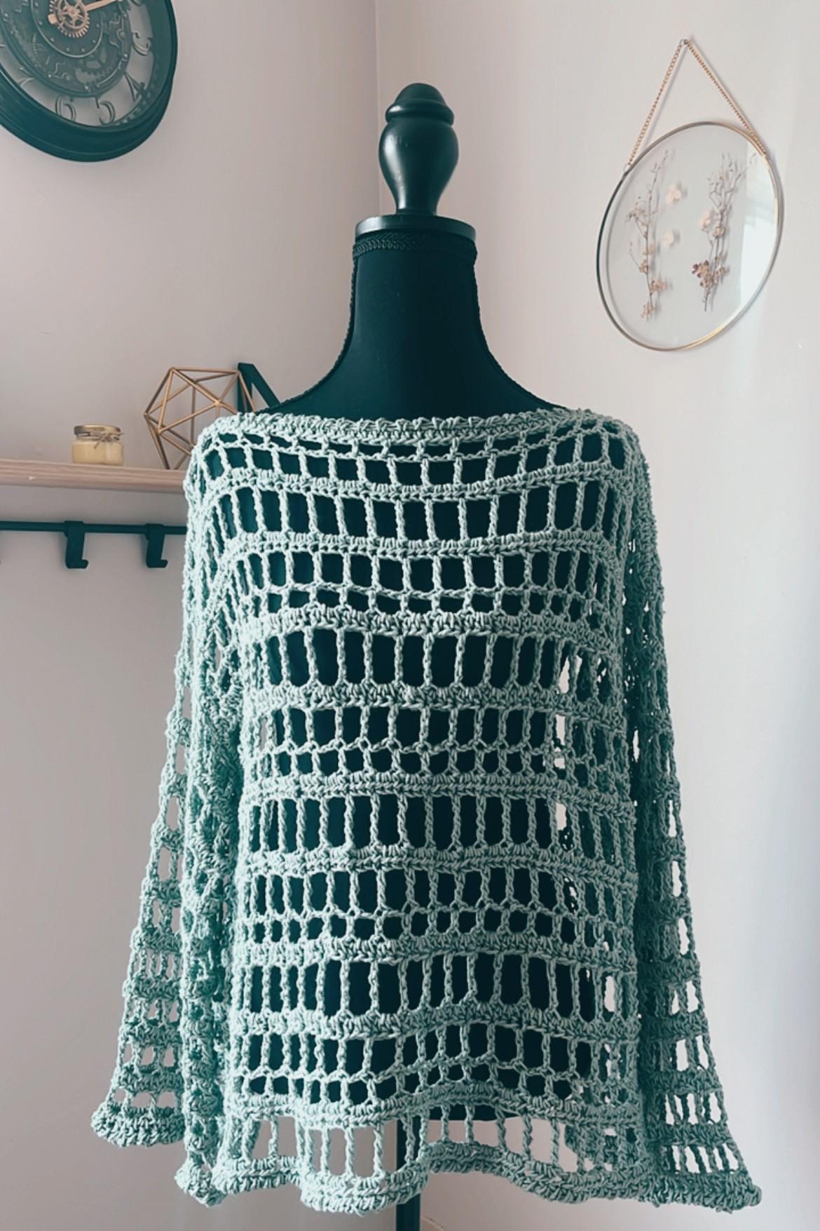 Handmade Crochet Mesh Top – Boho Open Weave Pullover, Lightweight Summer Sweater, Festival Beach Cover-Up