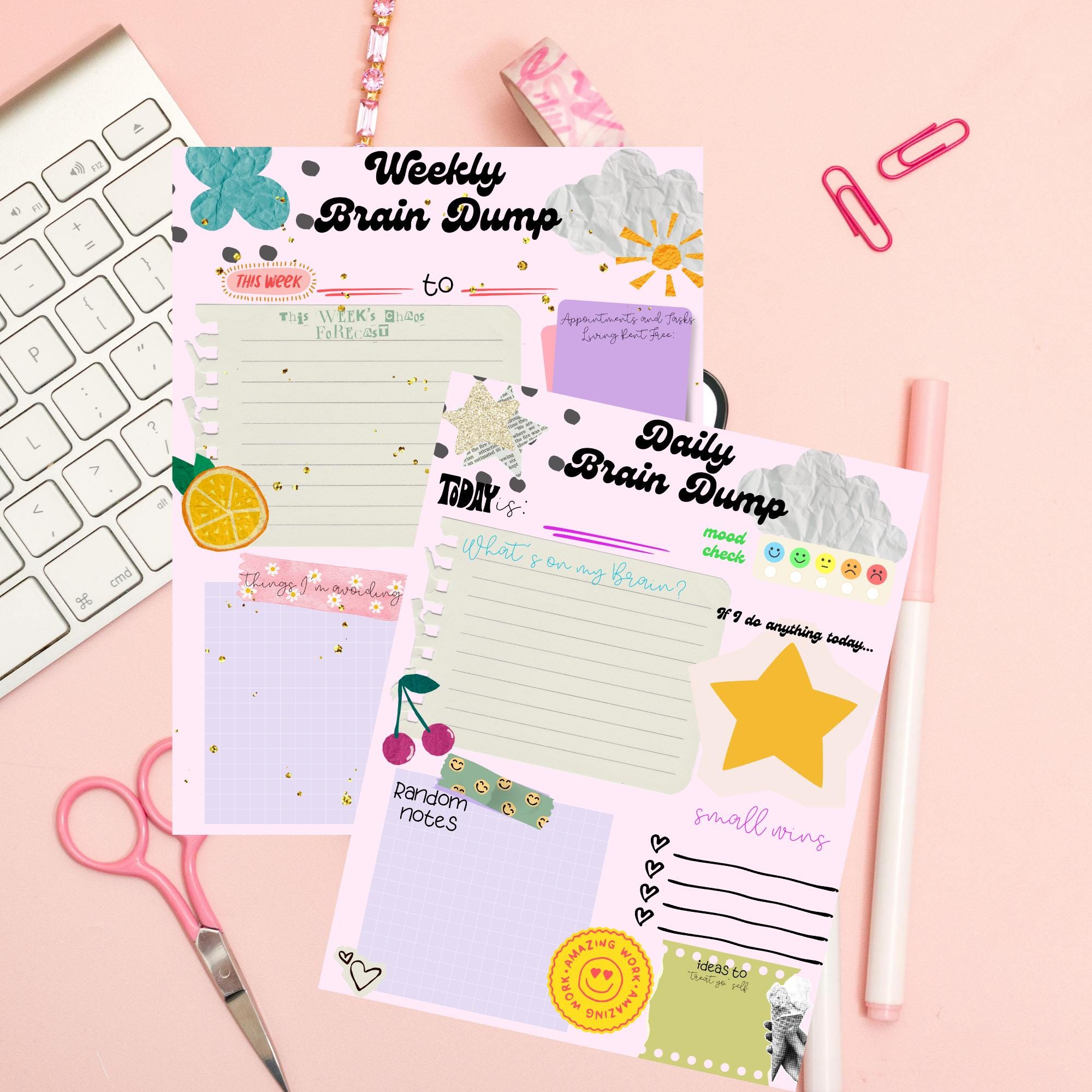 Daily + Weekly Brain Dump Bundle | Printable ADHD Planner Pages - Etsy