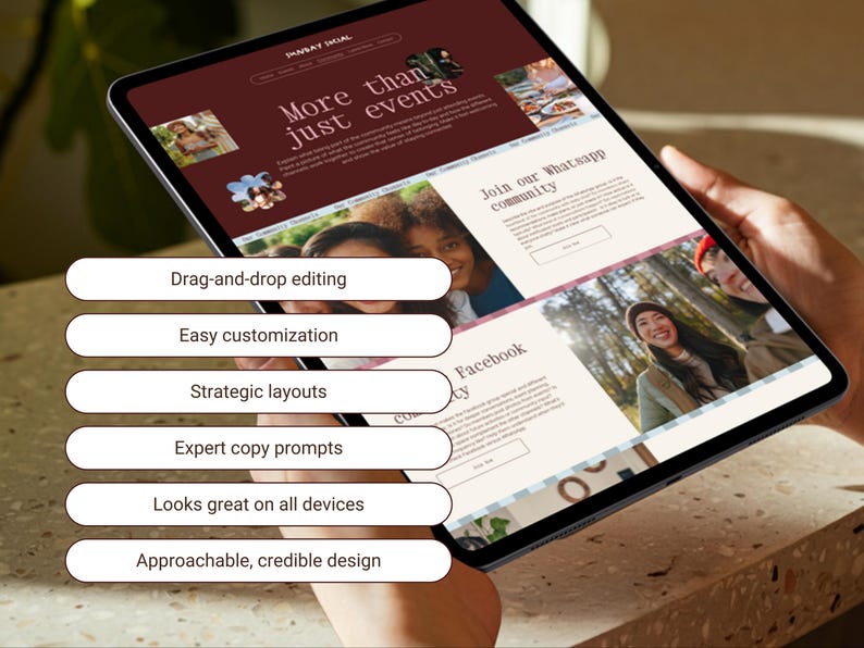 Social Group Website Template | Squarespace 7.1 | Community Builder | Supper Club | Book Club | Event Organizer Site image 14