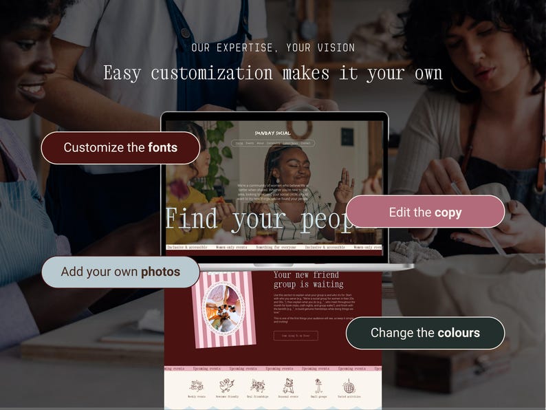 Social Group Website Template | Squarespace 7.1 | Community Builder | Supper Club | Book Club | Event Organizer Site image 10