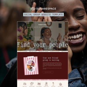 Social Group Website Template | Squarespace 7.1 | Community Builder | Supper Club | Book Club | Event Organizer Site