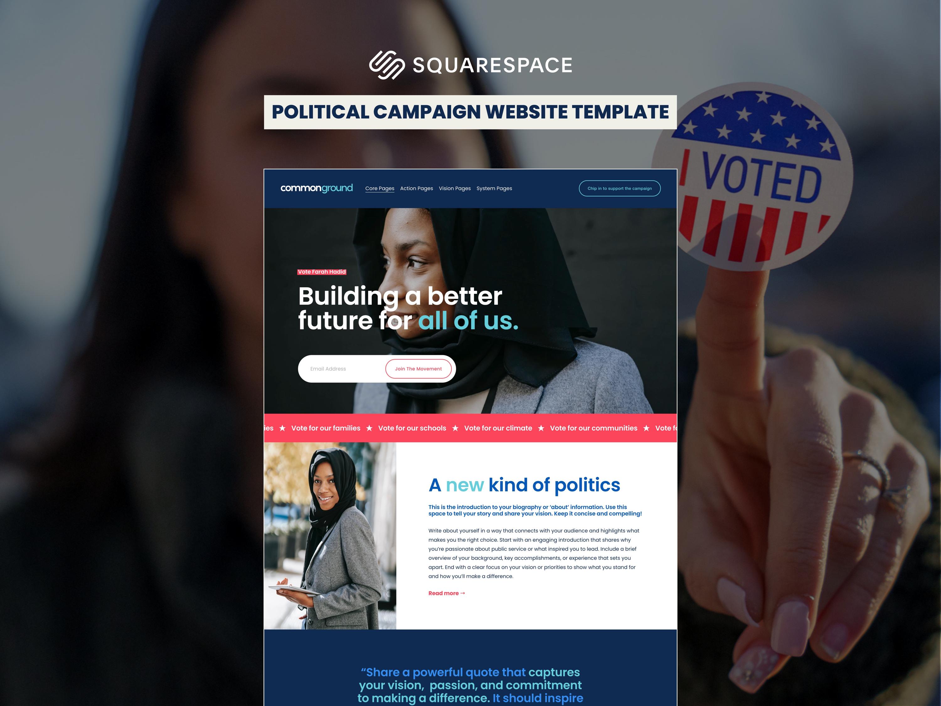 Political Campaign Website Template | Squarespace 7.1 | Candidate Site ...