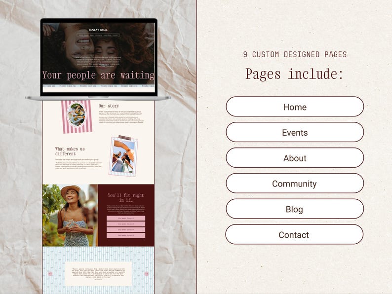 Social Group Website Template | Squarespace 7.1 | Community Builder | Supper Club | Book Club | Event Organizer Site image 6