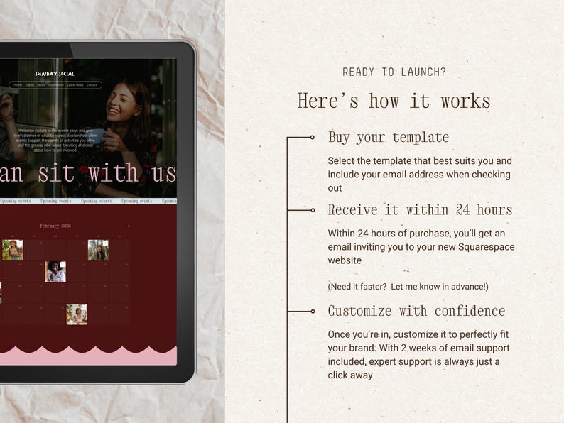 Social Group Website Template | Squarespace 7.1 | Community Builder | Supper Club | Book Club | Event Organizer Site image 13