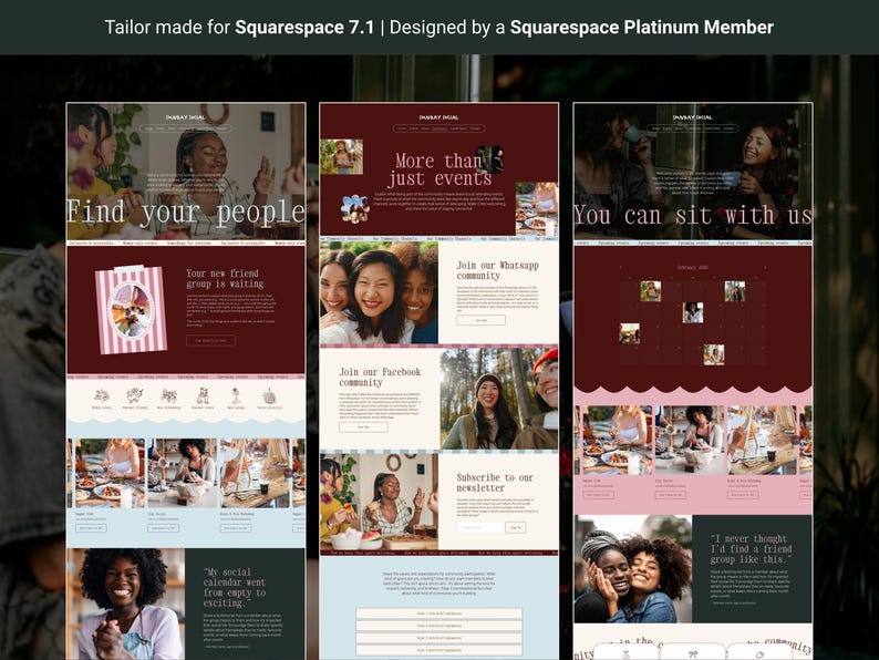 Social Group Website Template | Squarespace 7.1 | Community Builder | Supper Club | Book Club | Event Organizer Site image 9