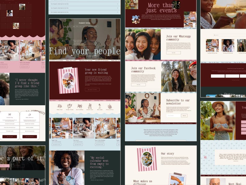 Social Group Website Template | Squarespace 7.1 | Community Builder | Supper Club | Book Club | Event Organizer Site image 2