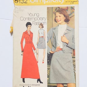 Simplicity Young Contemporary Pattern 5132 Jrs Jacket Dress Sz 10 Cut 18 Pc 1972