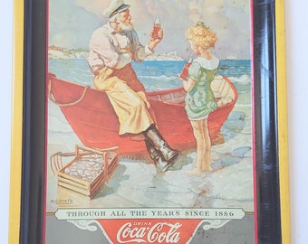 Coca-Cola N C Wyeth Seekapitän Vintage Metallschale 13,5 "x 10,25" Ohio Art