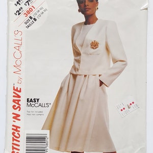 Patrón 3801 de Stitch &#39;n Save de McCall, falda de chaqueta, talla 12-16 B, corte de 12 piezas