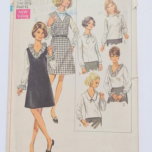 Simplicity Pattern 7767 Jumper & Blouses Size 18.5 41&quot; Bust Cut 16 Pieces 1968
