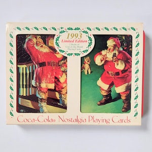 Cartas de baralho de Natal de edição limitada da Coca-Cola, lata decorativa fechada, 1993