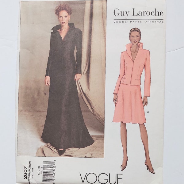 Vogue Guy Laroche Paris Original 2607 Jacket Skirt Size 6-10 Uncut 2001