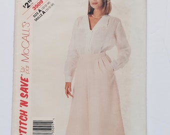 Stitch 'n Save By McCall's Pattern 3509 Blouse Skirt Sz 10 12 14 A 14 Piece Cut