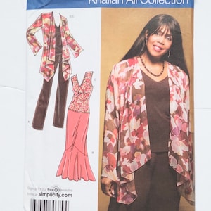 Patrón 3894 de la colección Simplicity Khaliah Ali para pantalones, chaquetas, tops y faldas, talla BB 20W-28W, sin cortar, 2007
