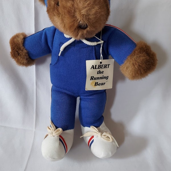 Albert The Running Bear blauw trainingspak Vintage pluche 1979 met tags