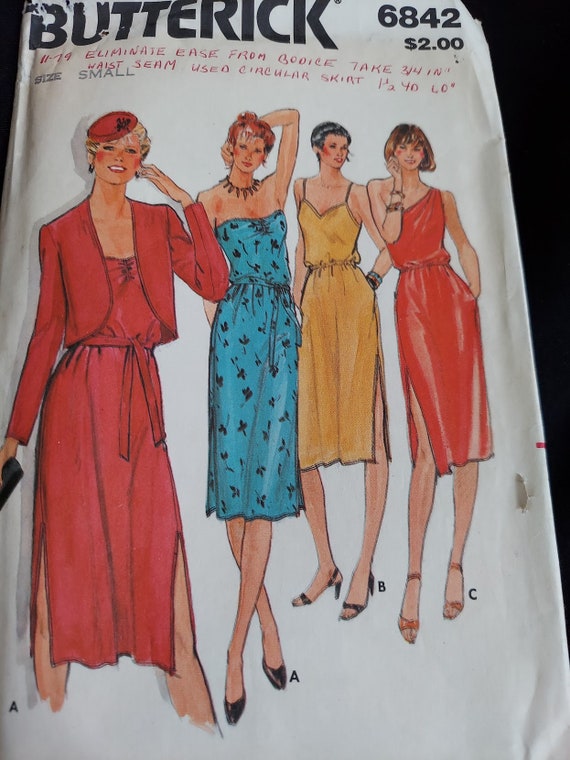 Butterick Sewing Pattern 6842 Missus Jacket Dress Belt Vintage - Etsy