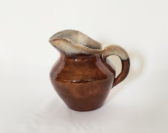 Anna Van Briggle Colorado Springs Art Pottery Creamer Signed Brown Drip Glaze