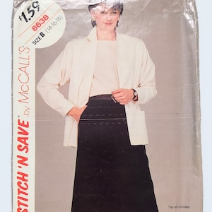 Stitch &#39;n Save By McCall&#39;s Pattern 8638 Jacket & Skirt Size B 14-16-18 Cut 1983
