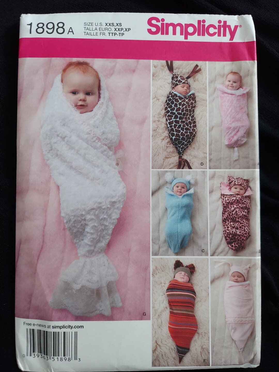 Simplicity Pattern 1898 Babies Costume Swaddling Sacks Hats Etsy