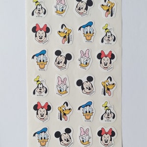 Hoja de pegatinas vintage de Mickey y sus amigos de Disney, 6 x 3 1/2