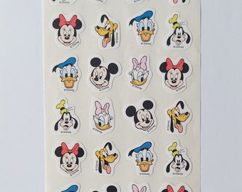 Mickey and Friends Stickers Disney Vintage Sticker Sheet 6 x 3 1/2