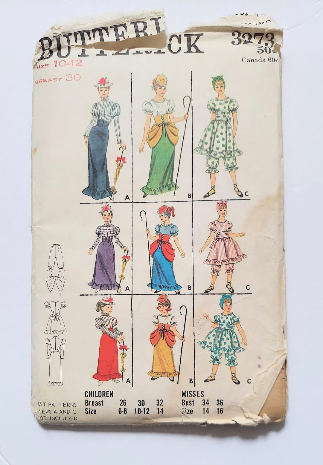 Butterick Pattern 3273 Costumes for Children & Misses Size 10-12 Uncut ...