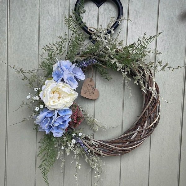 Pale shades of blue handmade wreath